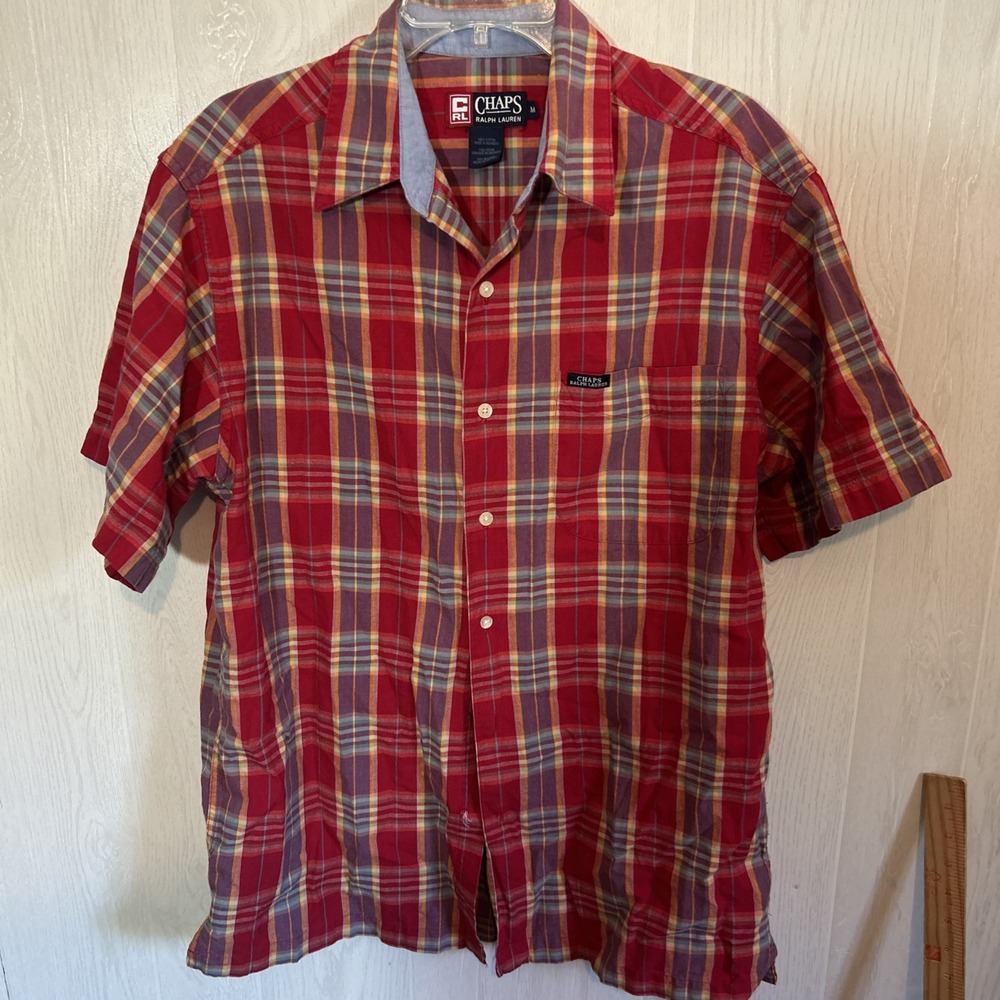 chaps ralph lauren Medium Red Plaid Short Sleeve Shirt